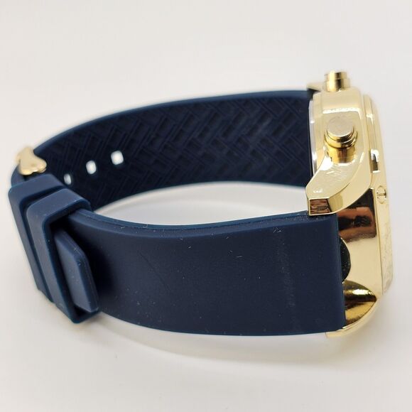 43MM Caribbean Joe Men's Digital Watch Alarm Chrono Gold Case Blue Plastic Bands - Picture 12 of 15